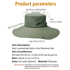 Waterproof Wide Brim Bucket Hat With Chin Strap for Outdoor Hiking