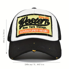 3D Embroidery Baseball Cap Western Embroidered Hat Mesh Peaked Cap