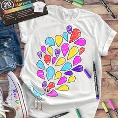 20pcs Fabric Markers Pens Set Non Toxic Permanent Paint Fine Point