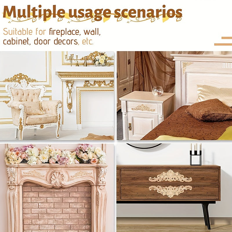 Wooden Carved Corner Decal Unpainted Set for Walls Cabinets Mirrors