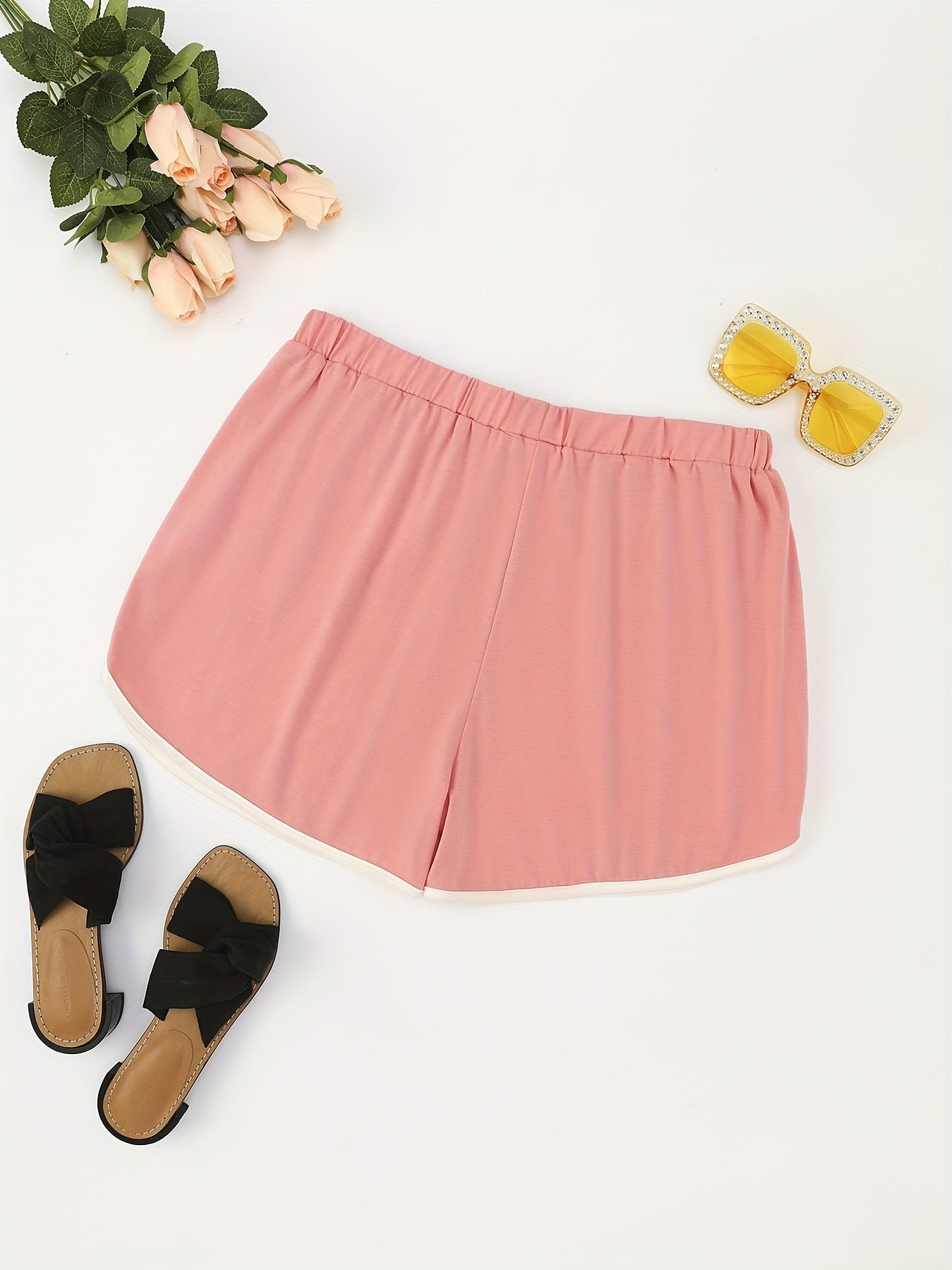 Colorblock Elastic Pajama Shorts