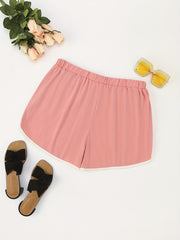 Colorblock Elastic Pajama Shorts