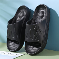 Men's Flame Pattern Cloud Slides Slippers Lightweight Non Slip Shoes