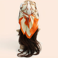 Chain Printed Square Scarf Thin Breathable Headscarf