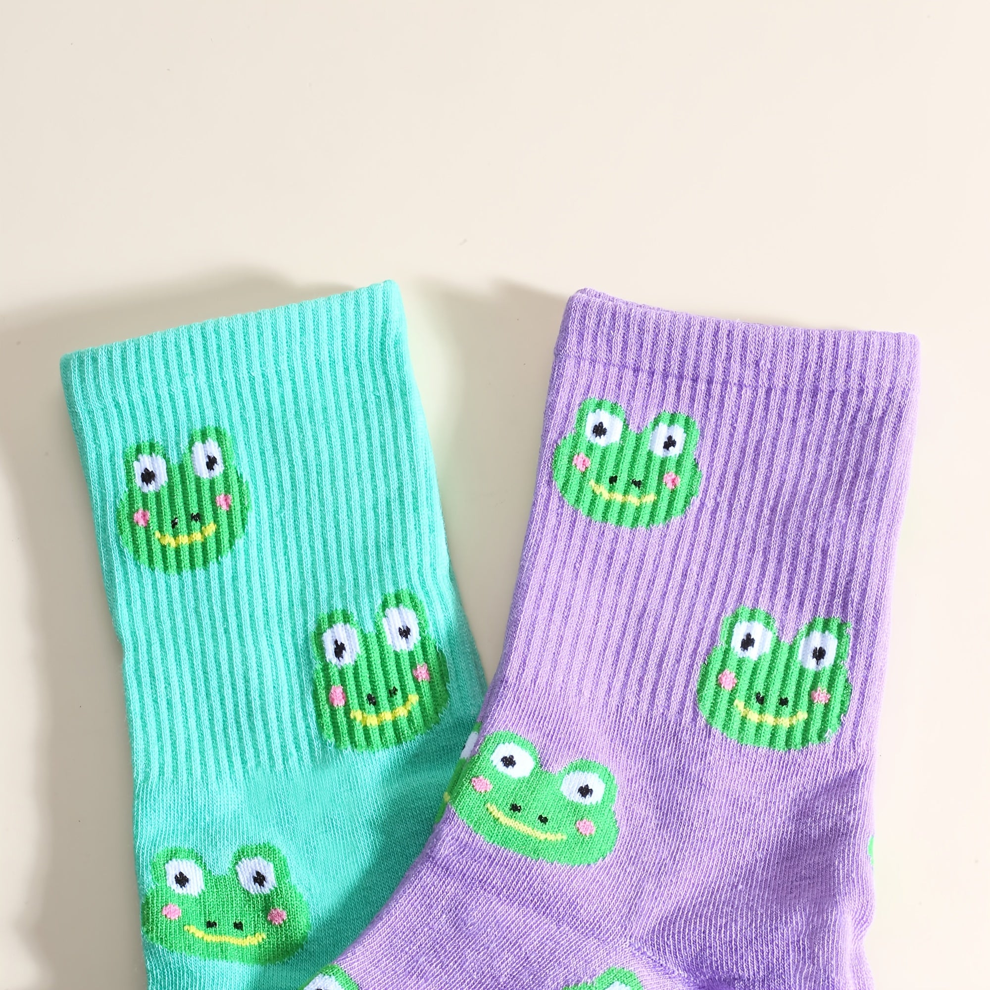 Funny Frog Pattern Socks Women's Mid Tube Stockings
