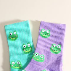 Funny Frog Pattern Socks Women's Mid Tube Stockings