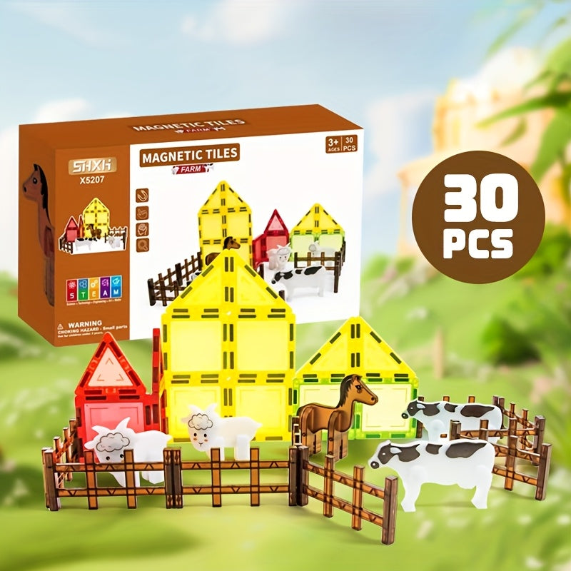 30pcs Magnetic Toy Set Farm Animal Theme Interactive with Family Fun