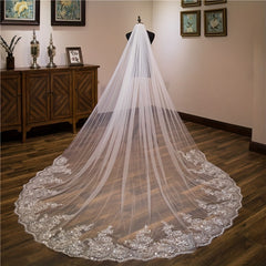 Floral Lace Edge Head Veil With Comb Wedding Bridal Hair Accessories