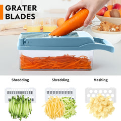 14pcs Vegetable Chopper Multifunctional Slicer Cutter With Container