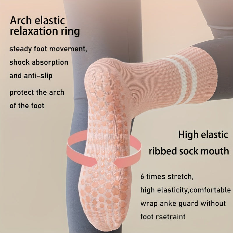 3 Pairs Yoga Socks Gym Pilates Sports Grip Socks Anti-slip