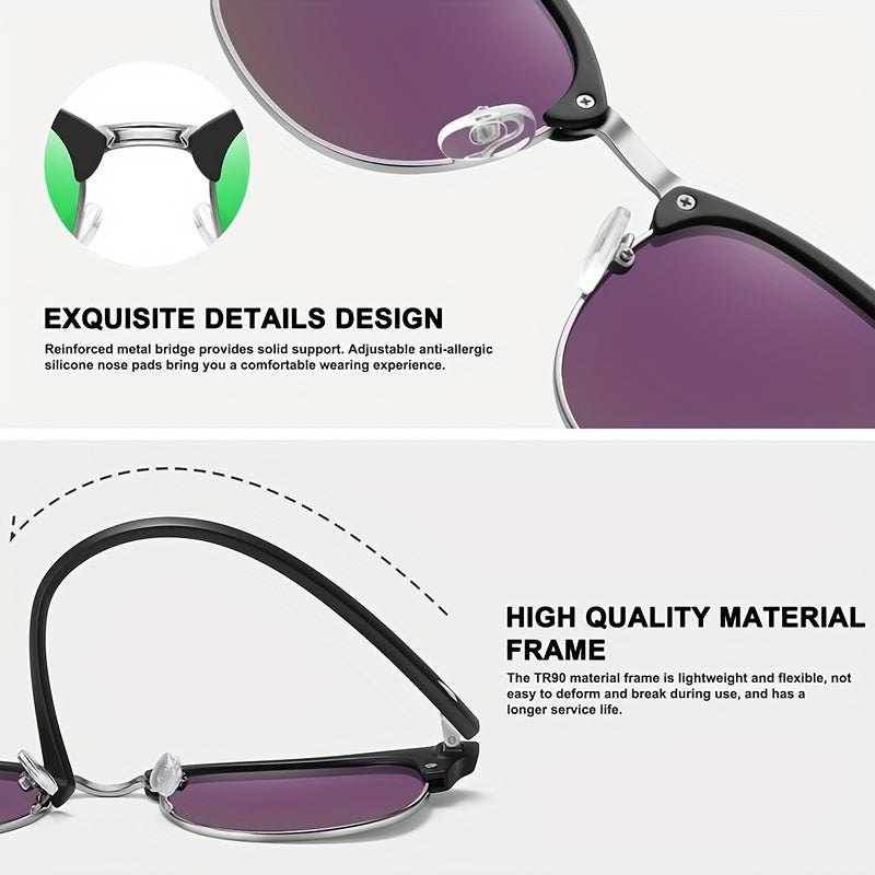 Men's Semi Rimless Polarized Sunglasses UV Protection