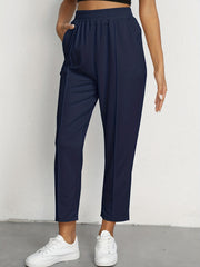 Elastic Waist Solid Casual Pants for Women