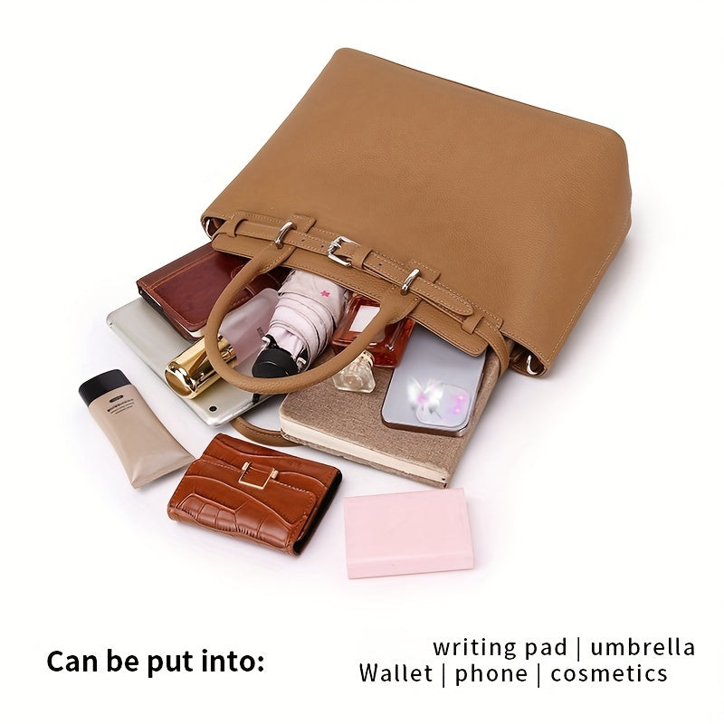 Women's Top Grain Leather Quilted Tote Bag
