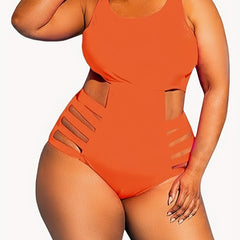 Crew Neck Cut Out Tummy Control One Piece Bathing Suit