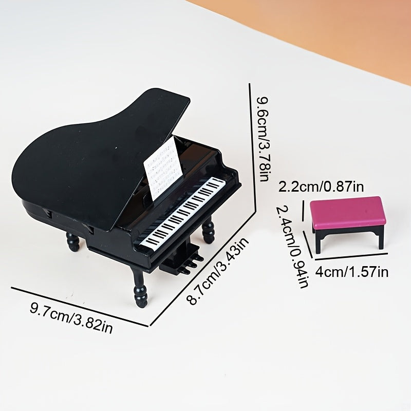 Triangle Piano Model w/ Pink Cushion Dollhouse Furniture