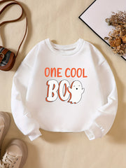 Boys ONE BOO Letter Print Sweatshirt