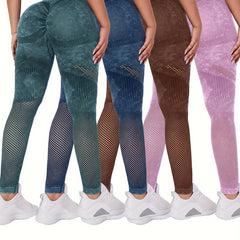 4pcs Hollow Fitness Butt Lifting Leggings High Waist Yoga Tight Pants