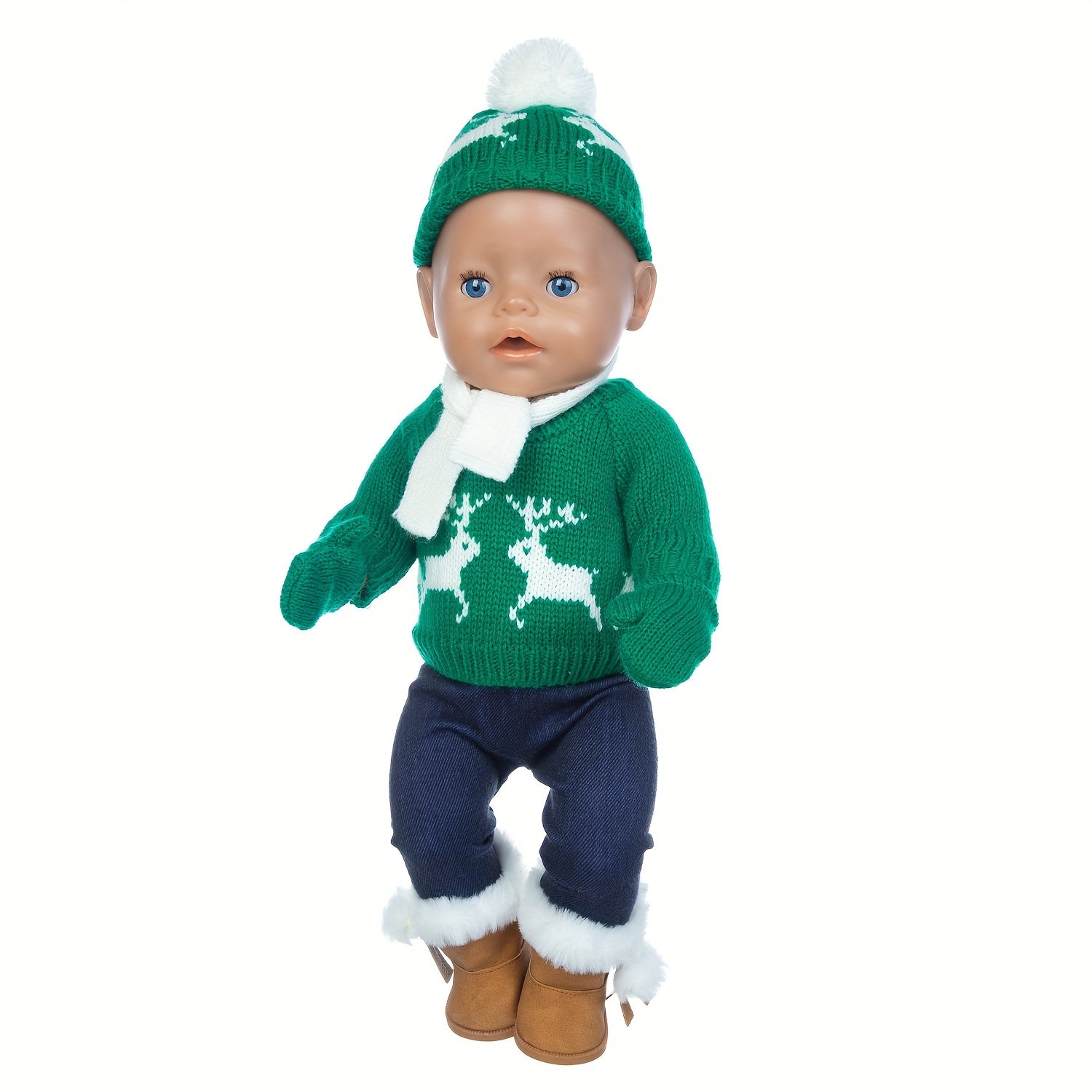 Christmas Sweater Set for 17" Dolls with Hats, Scarves & Gloves