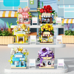 Floral Shop Building Blocks w/ Roses & Sunflowers Toy Display
