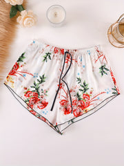 Polka Dot Satin Lace Up Shorts Women's Sleepwear