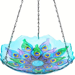 Glass Hanging Bird Bath for Outdoor Garden Decor Yard Hummingbird Fall Decor