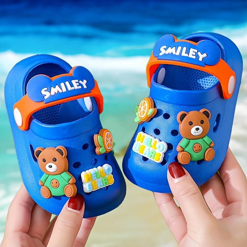 Boys Cartoon Charms Clogs Breathable Lightweight Slippers for Indoor Shower Pool