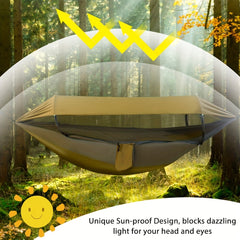 3-in-1 Hammock With Mosquito Net & Sun Shelter Waterproof Double Sleeping Campin