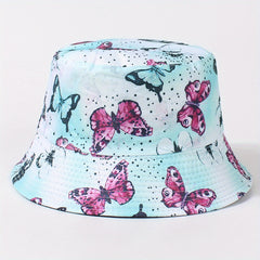 Butterfly Flag Print Reversible Bucket Hat Lightweight Fisherman Cap