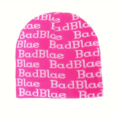 Winter Letter Printed Warm Hat Windproof Ear Protection Knitted Beanie