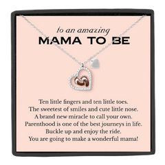 Baby Foot Heart Pendant Necklace With Card - Party Holiday Birthday Gift