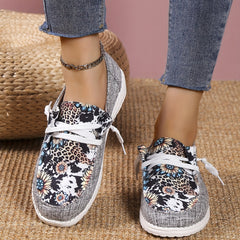 Women's Sunflower Print Canvas Shoes Low Top Lightweight Sneakers