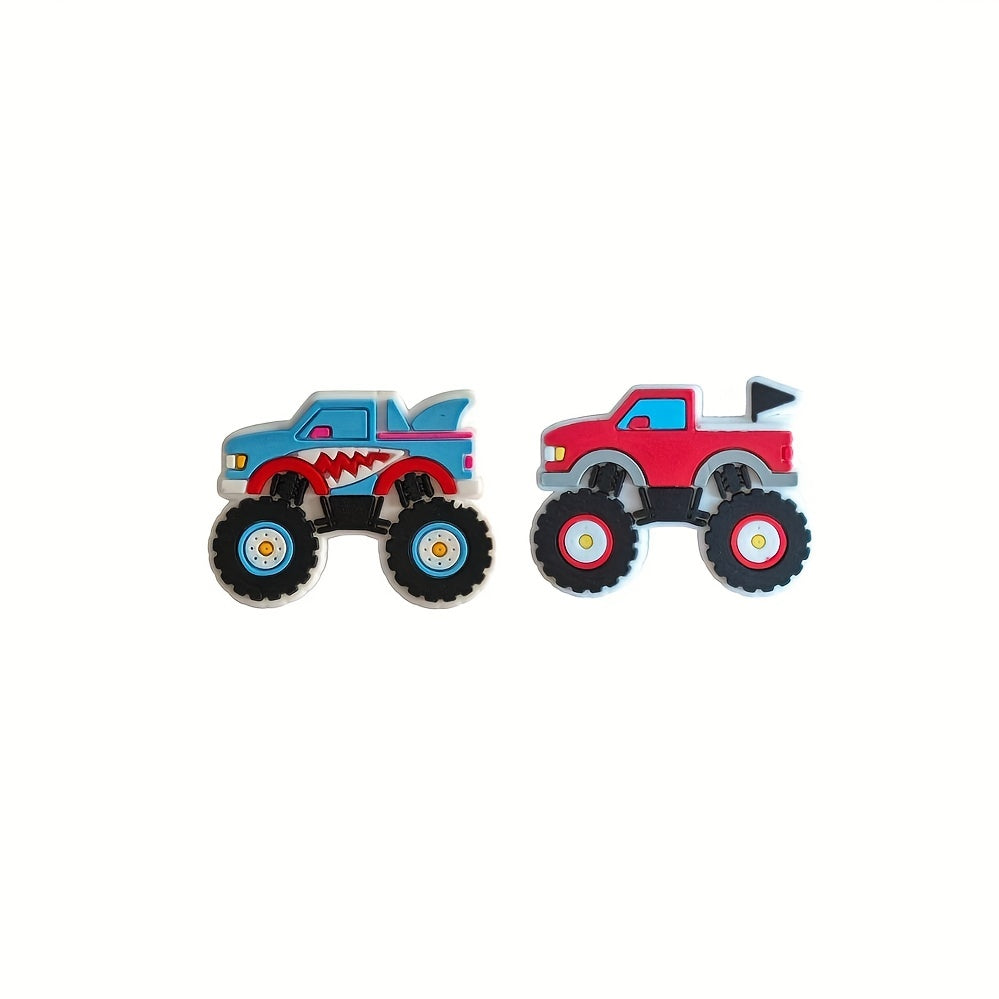8PCS Trucks Cartoon Shoe Charms For Clogs Garden Shoes Decoration