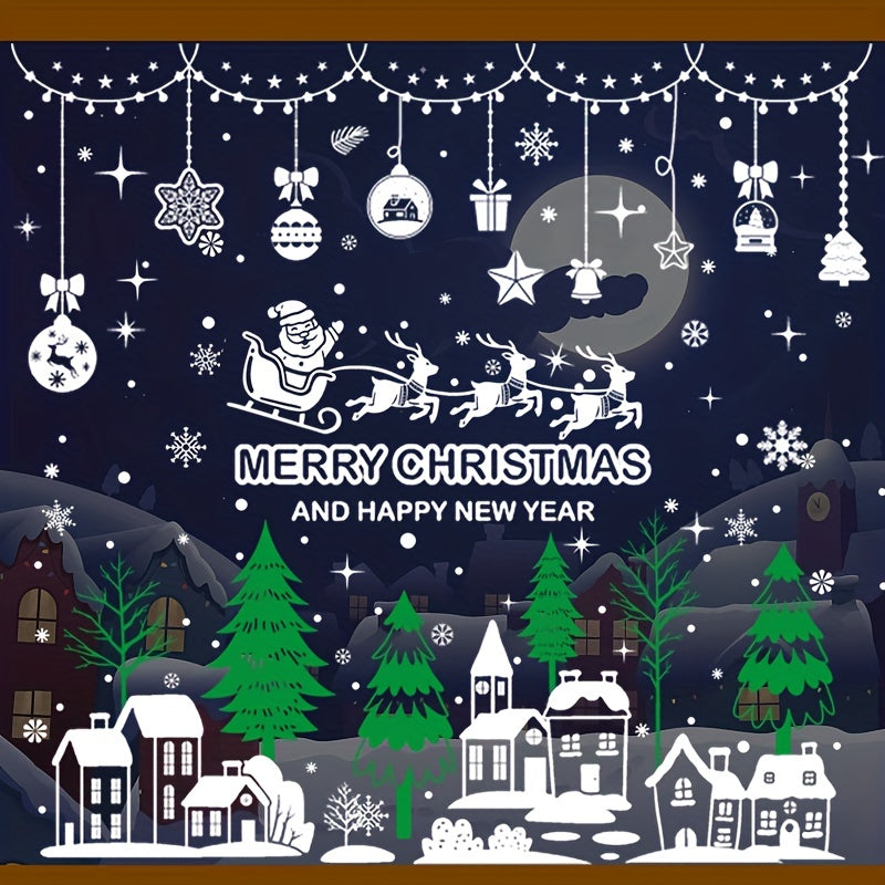 Christmas Window Clings Santa Reindeer Snowman Snowflakes Stickers