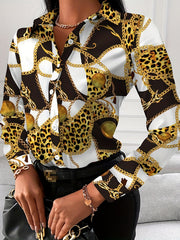 Women's Floral Print Polo Neck Blouse