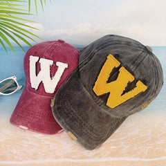 Letter Embroidered Print Adjustable Baseball Cap Outdoor Sport