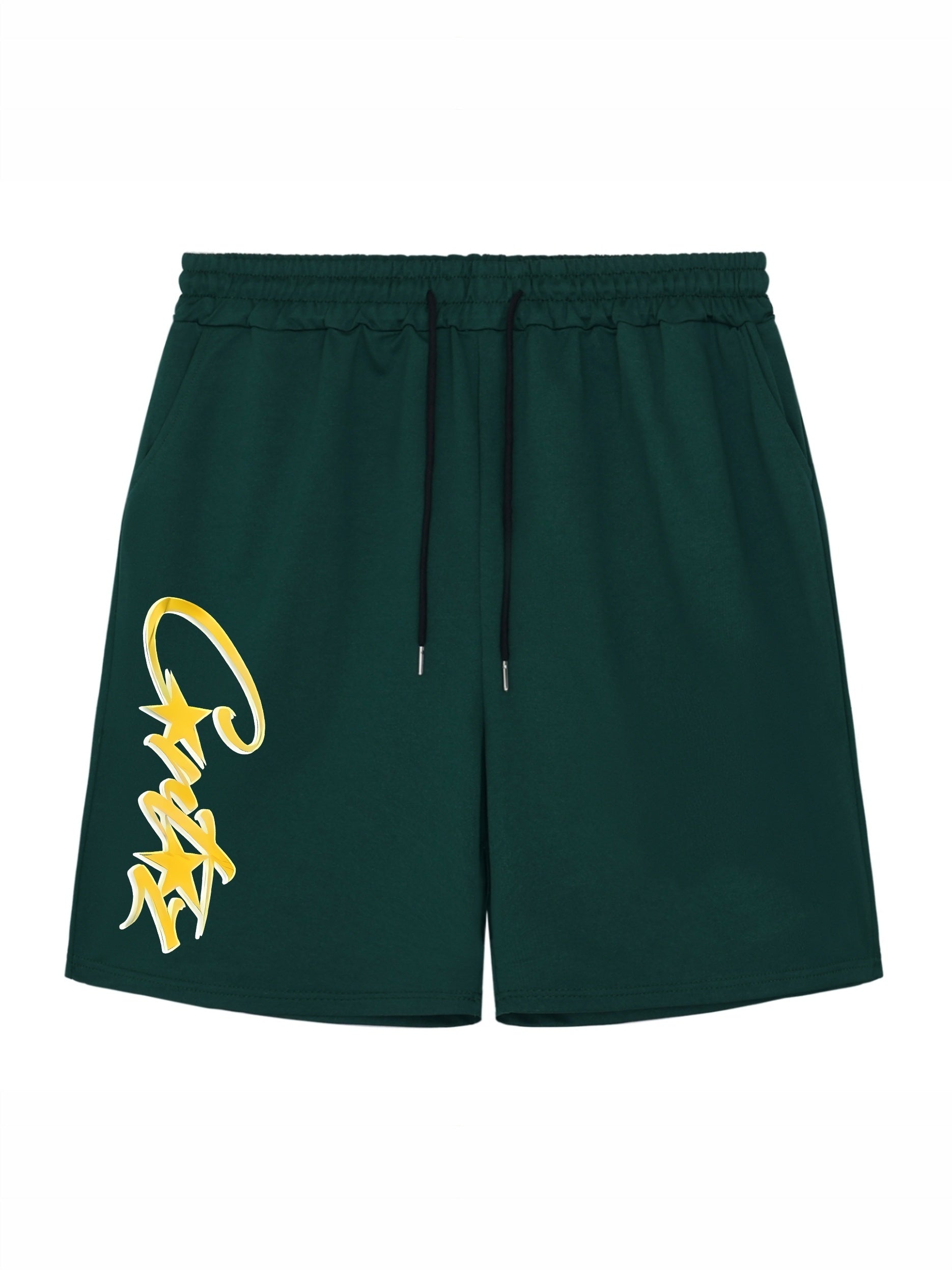 Star Pattern Comfy Shorts Men's Casual Elastic Waist Drawstring Shorts