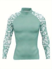 Men's Sun Protection Rash Guard Quick Dry Stand Collar Swimsuit Top