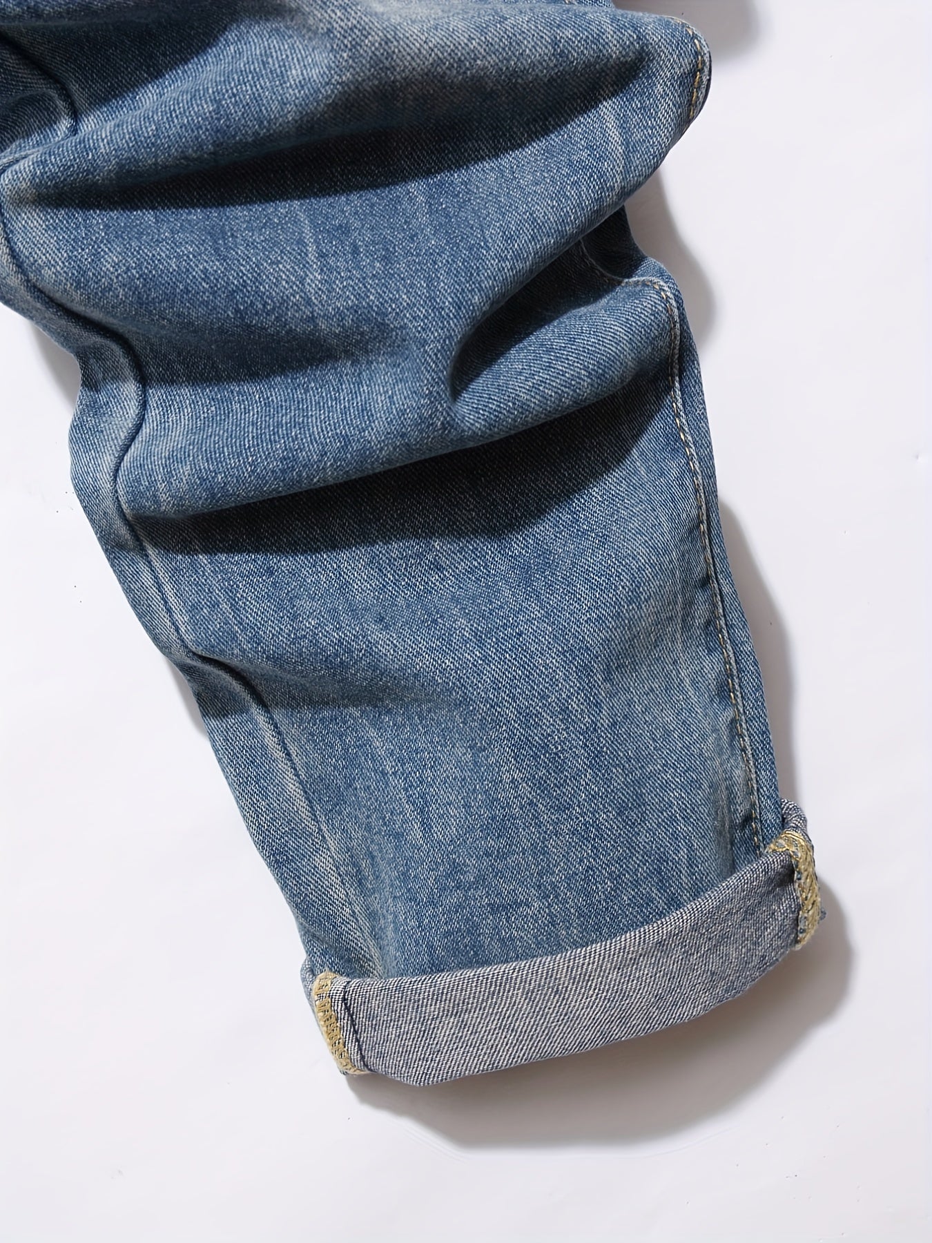 Slim Fit Ripped Jeans Men's Casual Distressed Denim Pants
