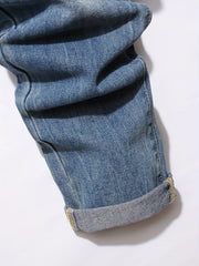 Slim Fit Ripped Jeans Men's Casual Distressed Denim Pants