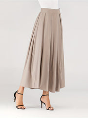 High Waist Pleated Maxi Skirt Casual Solid Women's Clothing