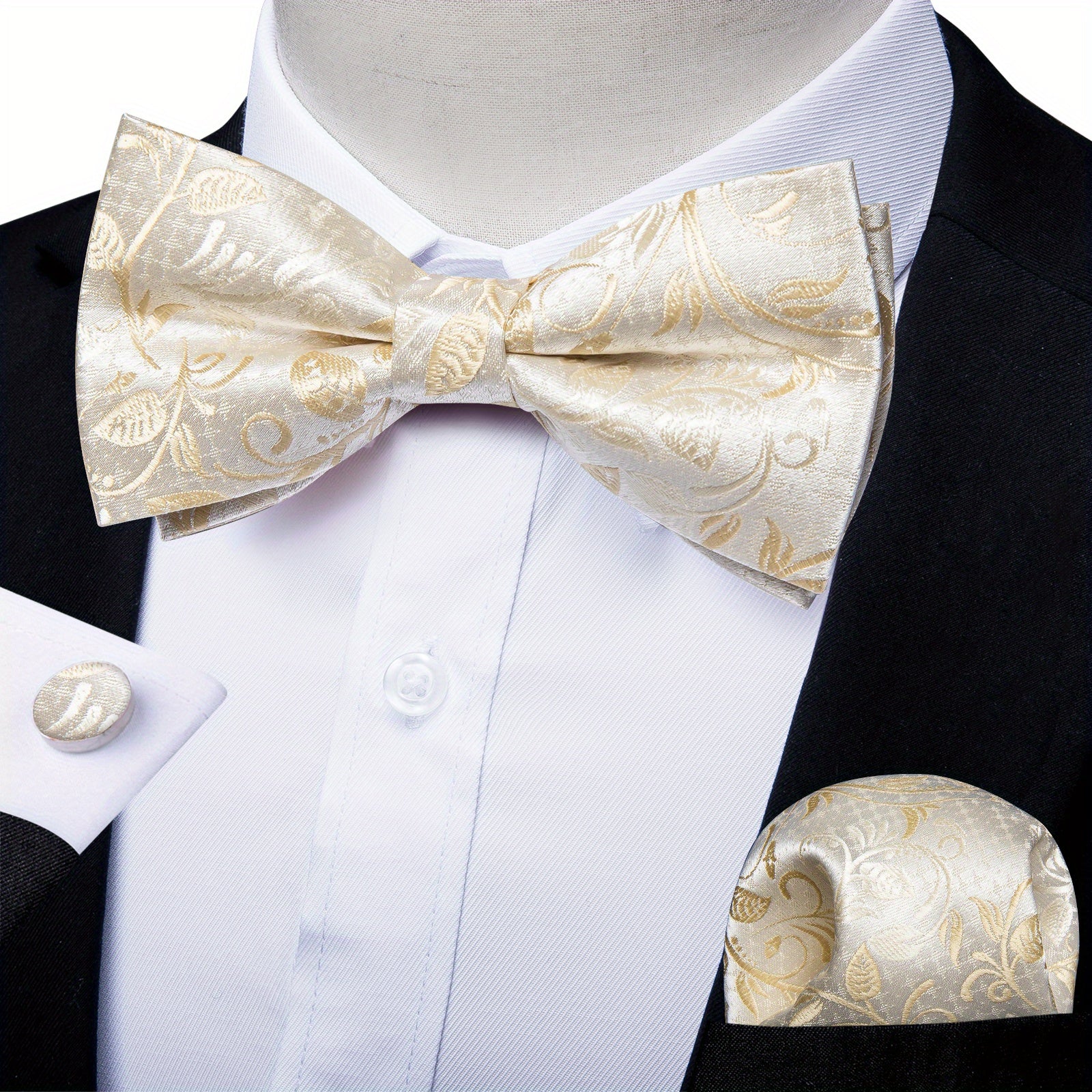 Men's Paisley Silk Bow Tie Set for Wedding Formal Suit