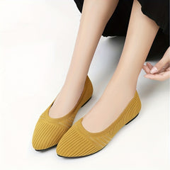 Women's Slip On Woven Flat Shoes Round Toe Breathable Casual Outdoor Shoes