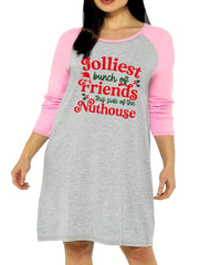 Christmas Nightdress Christmas Print Raglan Sleeve Tee Sleep Dress