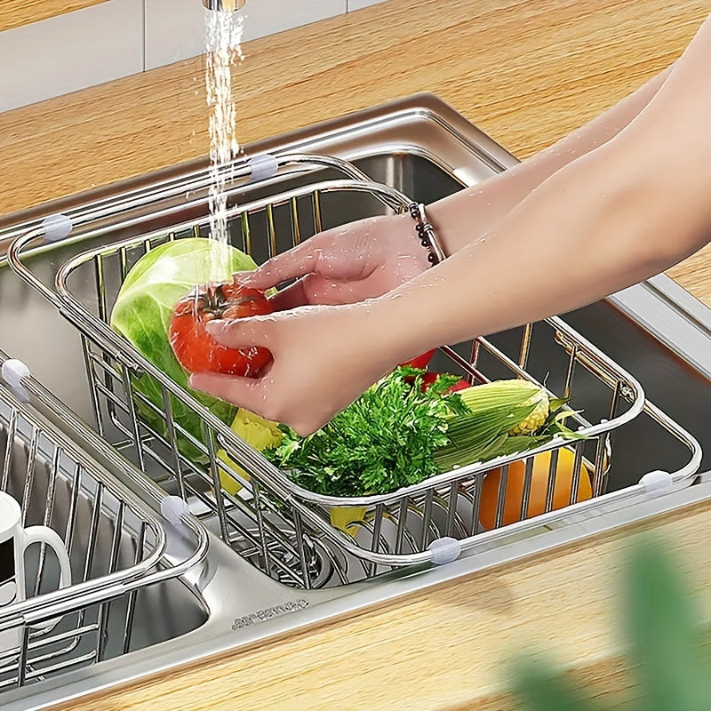 Retractable Stainless Steel Drain Basket Sink Rack