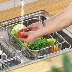 Retractable Stainless Steel Drain Basket Sink Rack