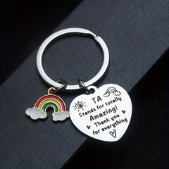 Stainless Steel Graduation Keychain Rainbow Pendant Senior Year Gift