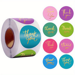 500 Golden Thank You Labels 2.54 cm Round Adhesive Stickers Roll