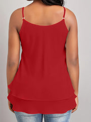Solid Crew Neck Spaghetti Top Sleeveless Cami