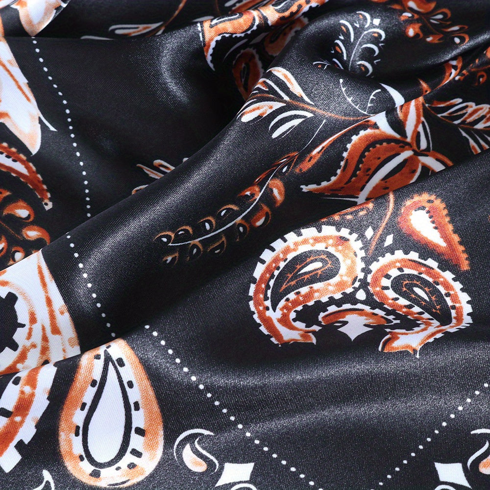Paisley Print Square Scarf Classic Satin Bandana Vintage Neckerchief