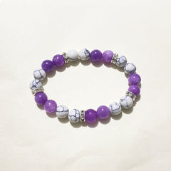 2pcs Amethyst Bracelet Pine Stone Beaded Hand String for Courage